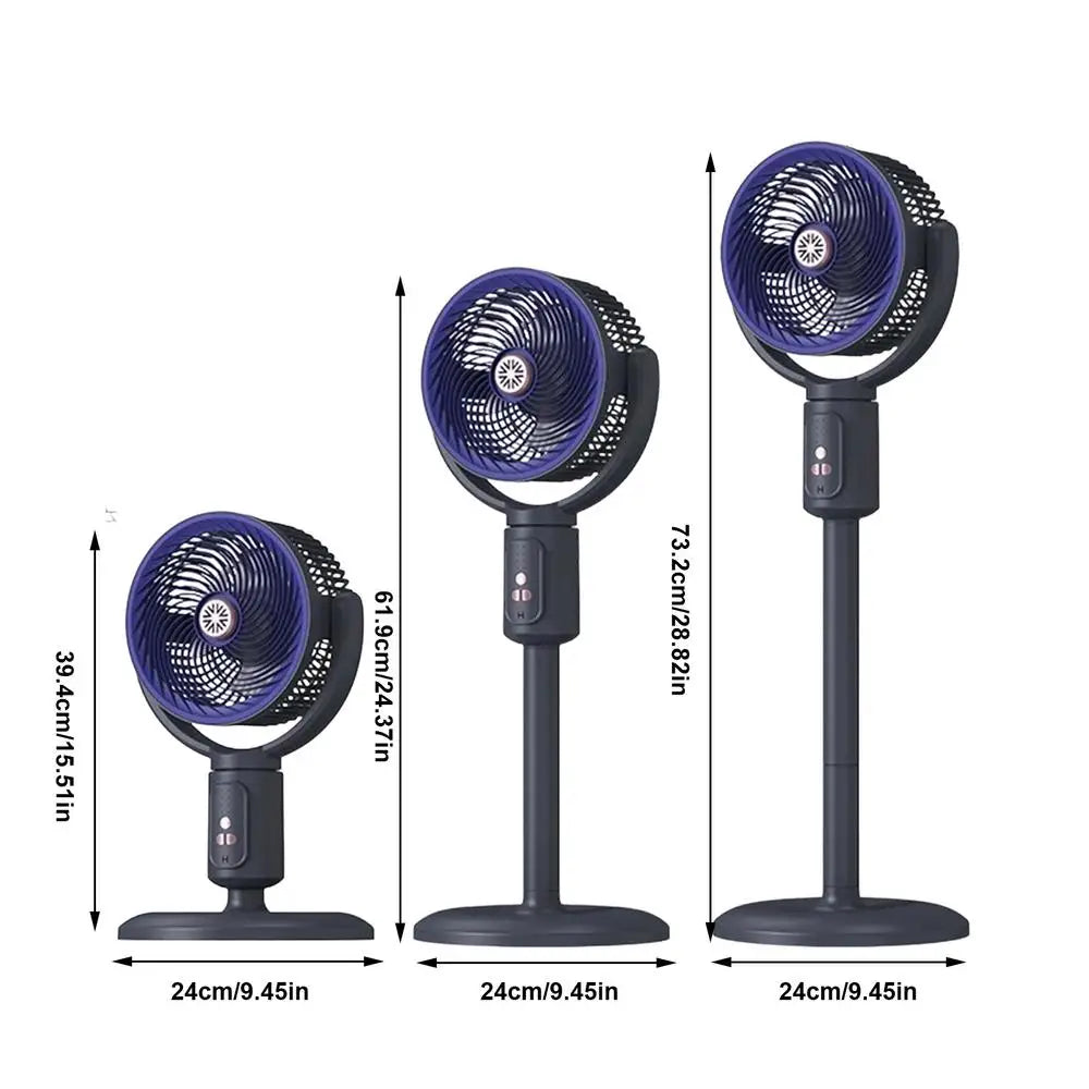 Vertical Fan 5-Speed Air Circulation Device With Timer Oscillating Adjustable Height Type-C Rechargeable Standing Fan For Beach