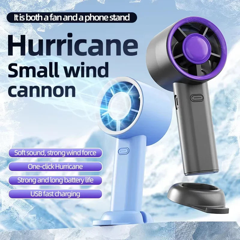 2026 Small Wind Cannon Turbine Outdoor Fan Portable USB Fast Charging Mini Handheld Fan Mute Highspeed Fan For Travel Outdoor