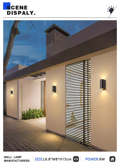 Waterproof LED Outdoor Wall Lamp IP65 Upper Lower Lighting Porch Garden Lamp Indoor Bedroom Bedside Home Decor Wall Light