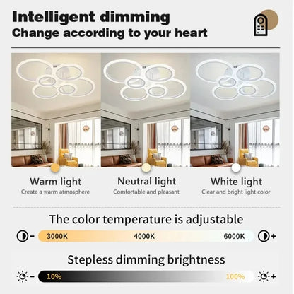 Nordic LED Ceiling Light Circular Acrylic with Remote Control Dimming Ceiling Lamp Living Room Dining Room Bedroom Decor Lights