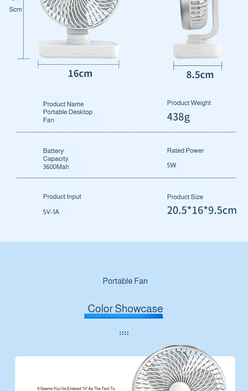 New oscillating electric fan 360-degree oscillation wireless charging air circulator fan multi-speed adjustable minimalist style