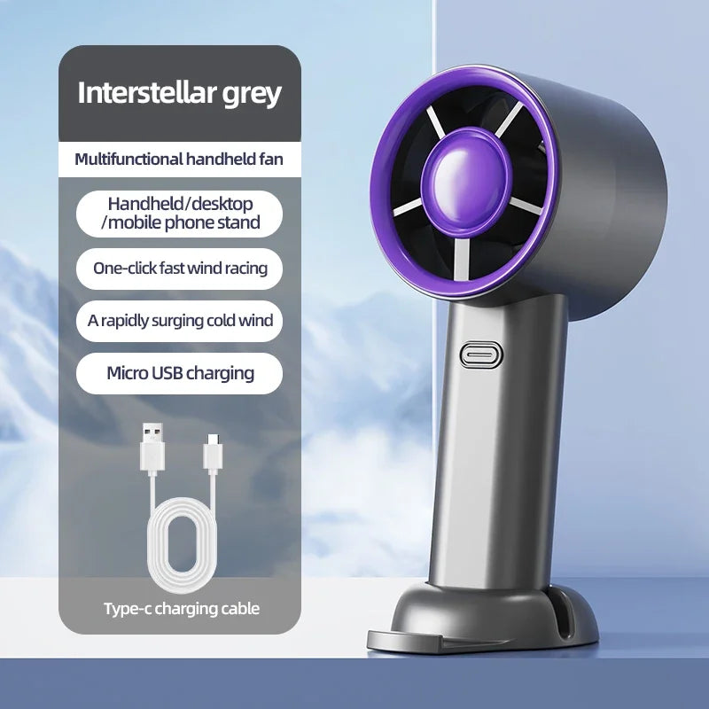 2026 Small Wind Cannon Turbine Outdoor Fan Portable USB Fast Charging Mini Handheld Fan Mute Highspeed Fan For Travel Outdoor