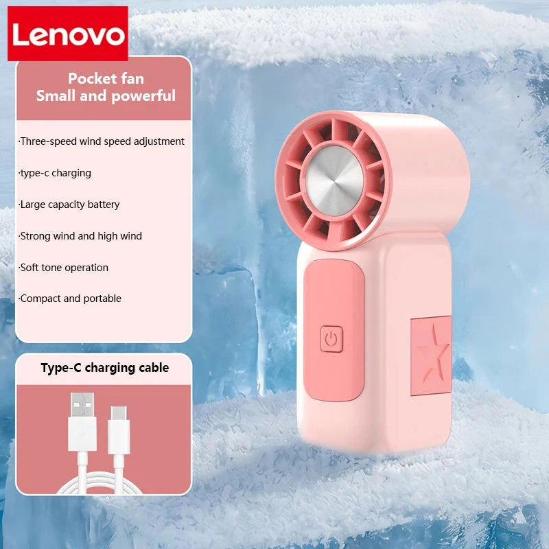 Lenovo High-Speed Strong Wind Handheld Mini Air Cannon Fan USB Rechargeable Portable Cooling Small Fan For Outdoor