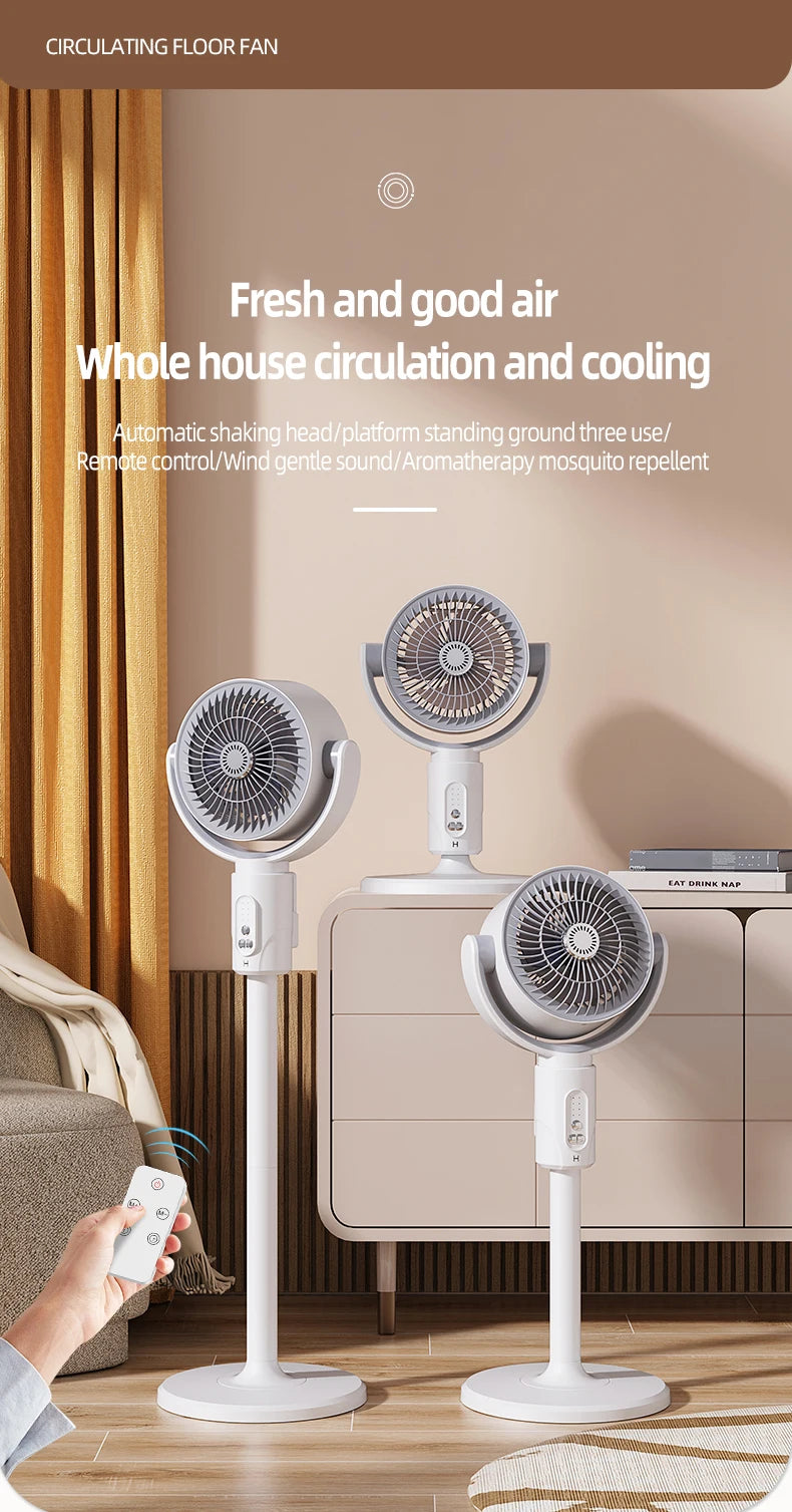 Electric fan Air turbine circulation fan Floor fan Adjustable height shaking head five-speed adjustment silent fan