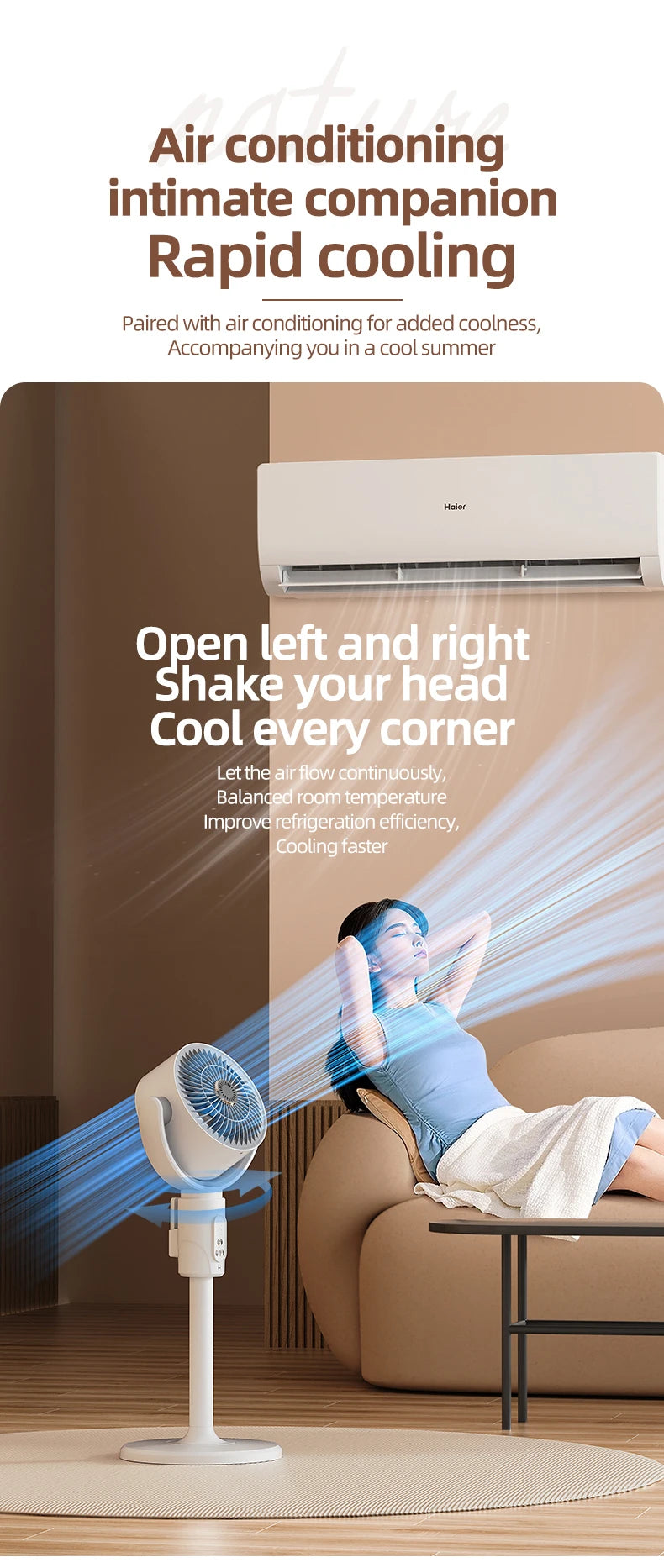 Electric Air Turbine Circulation Fan Floor-standing Fan Five-speed Adjustable Air Circulation Fan Adjustable Height Rechargeable