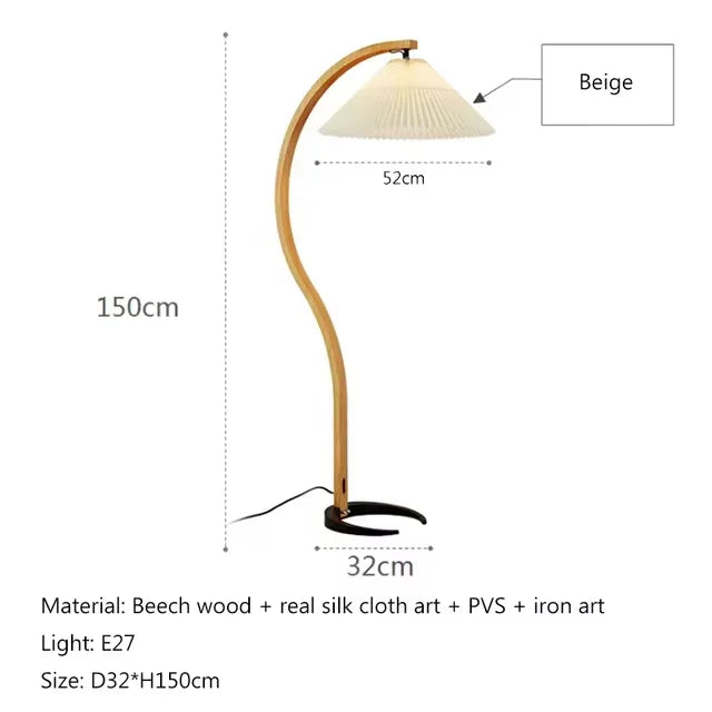 Nordic ARC Floor Lamp Retro Wooden Standing Lamp For Homestay Living Room Sofa Side Study Bedroom Bedside Reading Stand Lighting