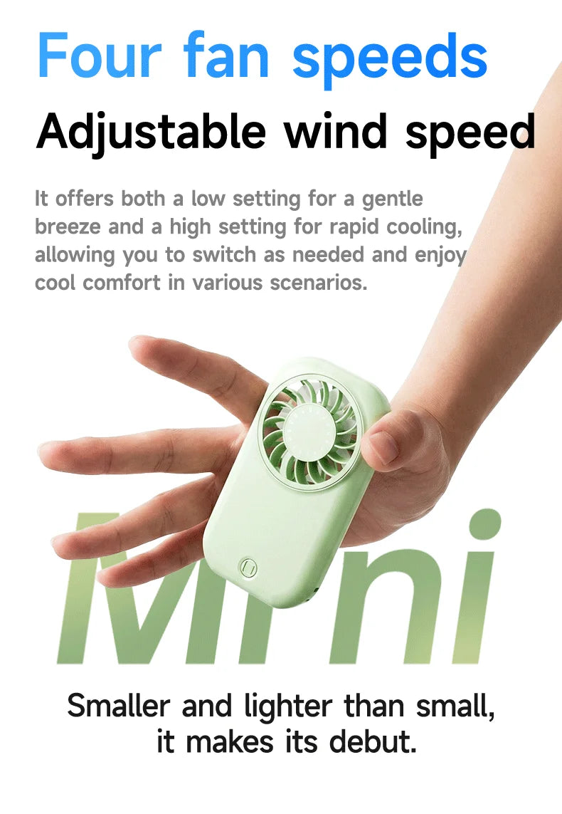 Portable Handheld Small Fan 5-speed Wind 1200mah Battery Capacity Mini USB Rechargeable Handheld Fan Suitable Outdoor