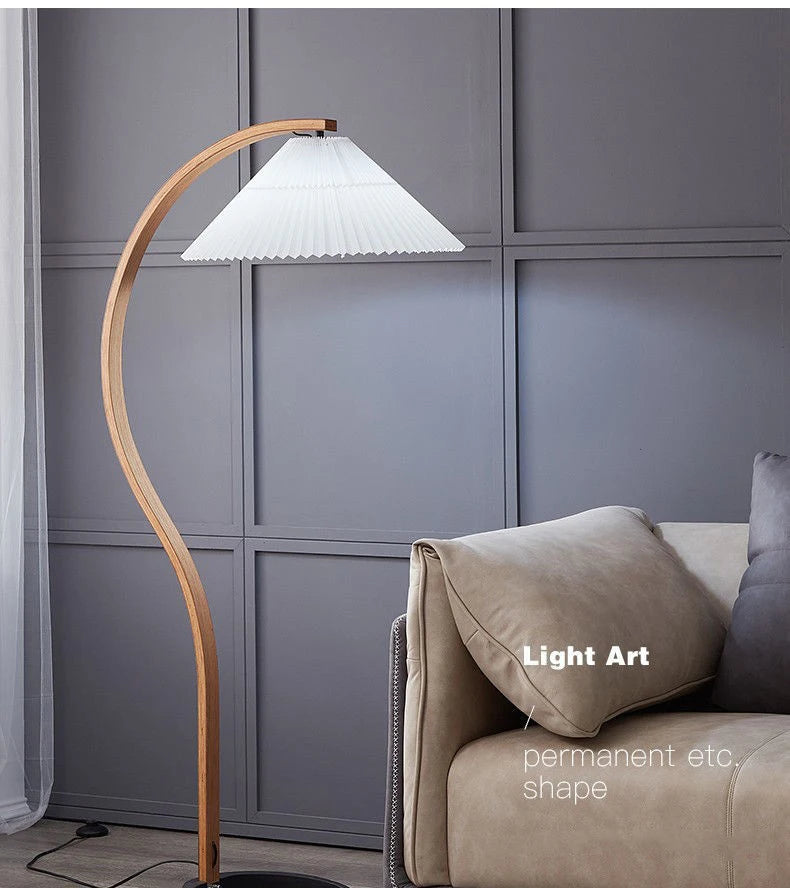 Nordic ARC Floor Lamp Retro Wooden Standing Lamp For Homestay Living Room Sofa Side Study Bedroom Bedside Reading Stand Lighting