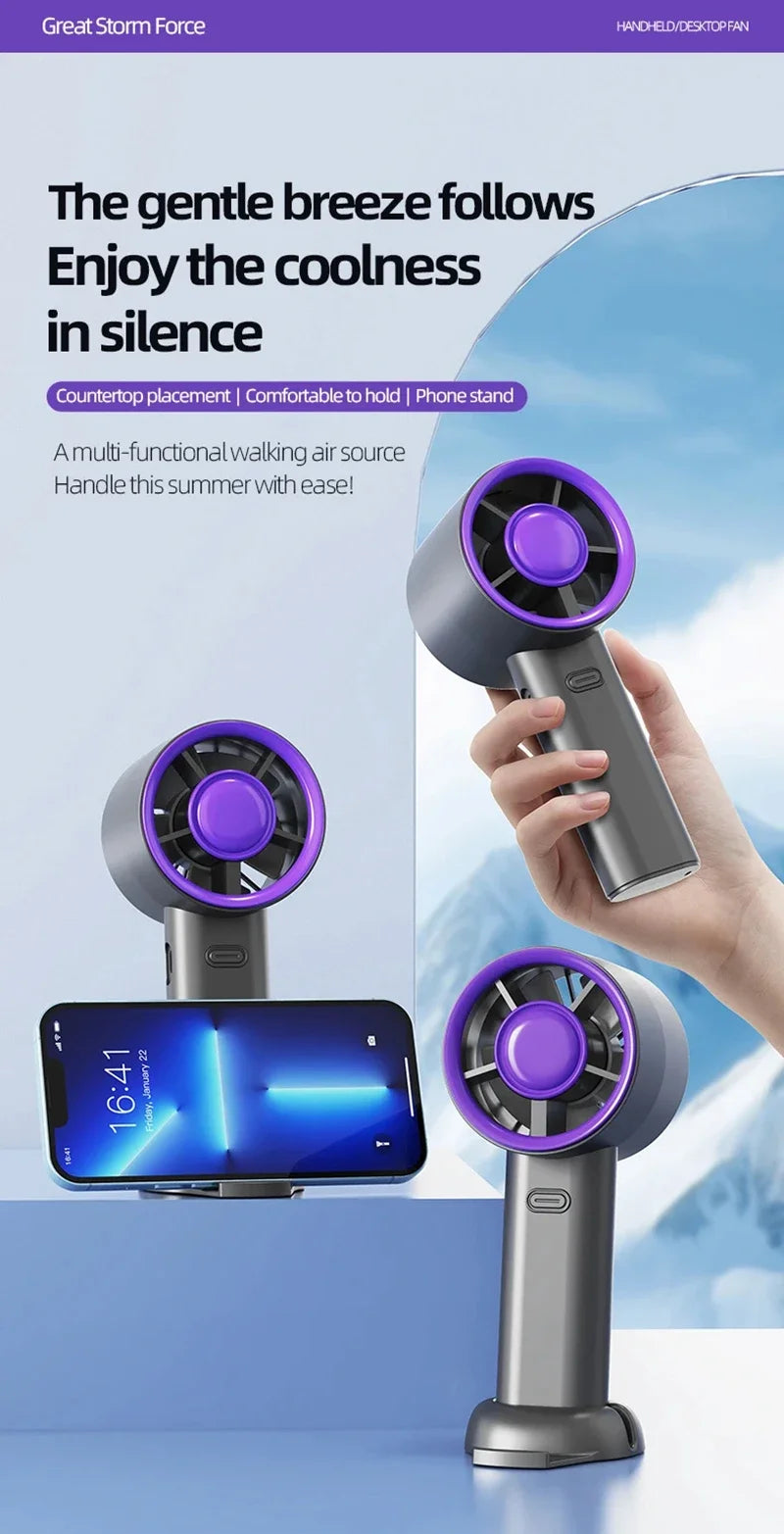 2026 Small Wind Cannon Turbine Outdoor Fan Portable USB Fast Charging Mini Handheld Fan Mute Highspeed Fan For Travel Outdoor