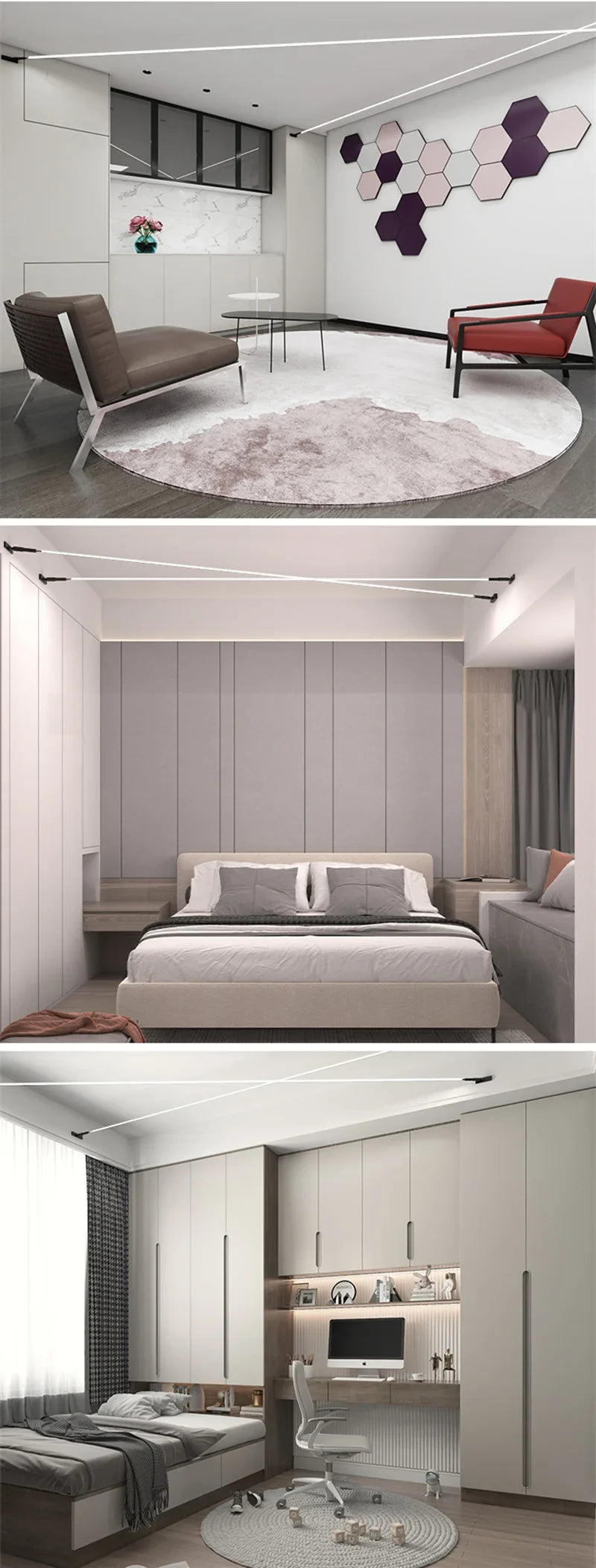 Modern Skyline Wall Lamp Black and White Linear Background LED Bar with Living Room Home Decorative Bathroom Light