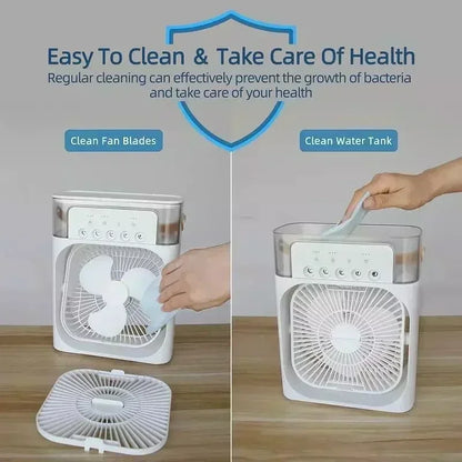 New 3 In 1 Portable Fan AIr Conditioner Household Mini Air Cooler LED Night Light Humidifier Air Adjustment Fan Office Home Fan