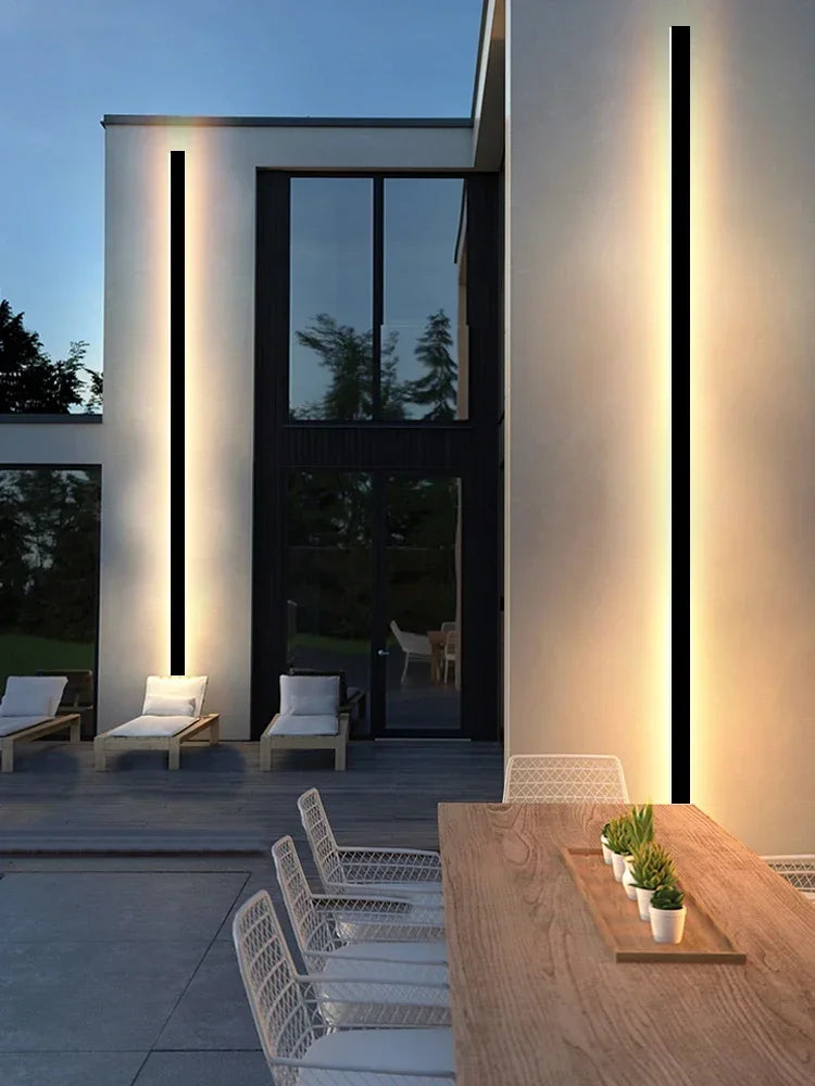 Modern Outdoor Waterproof LED Wall Lamp IP65 Linear Strip Lighting for Porch Garden Garage Staircase Bedroom Home Decoration