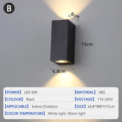 Waterproof LED Outdoor Wall Lamp IP65 Upper Lower Lighting Porch Garden Lamp Indoor Bedroom Bedside Home Decor Wall Light