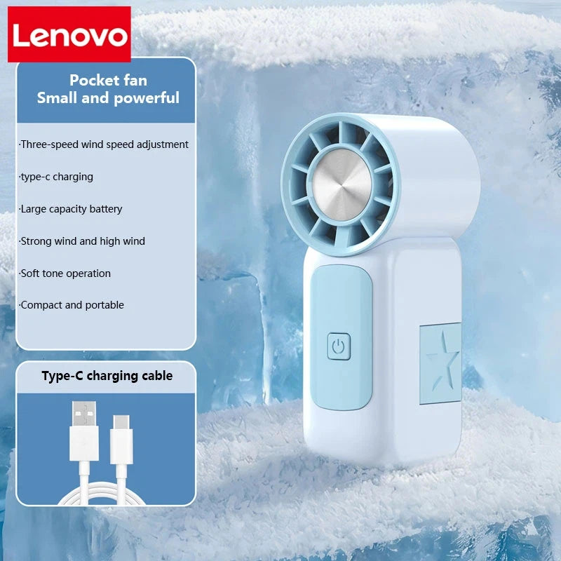 Lenovo High-Speed Strong Wind Handheld Mini Air Cannon Fan USB Rechargeable Portable Cooling Small Fan For Outdoor