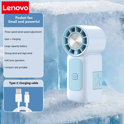 Lenovo High-Speed Strong Wind Handheld Mini Air Cannon Fan USB Rechargeable Portable Cooling Small Fan For Outdoor