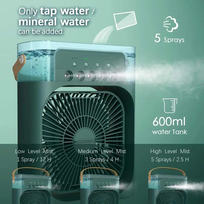 3 In 1 Fan AIr Conditioner Household Mini Air Cooler LED Night Light Portable Humidifier Air Adjustment Fan Office Home Fan