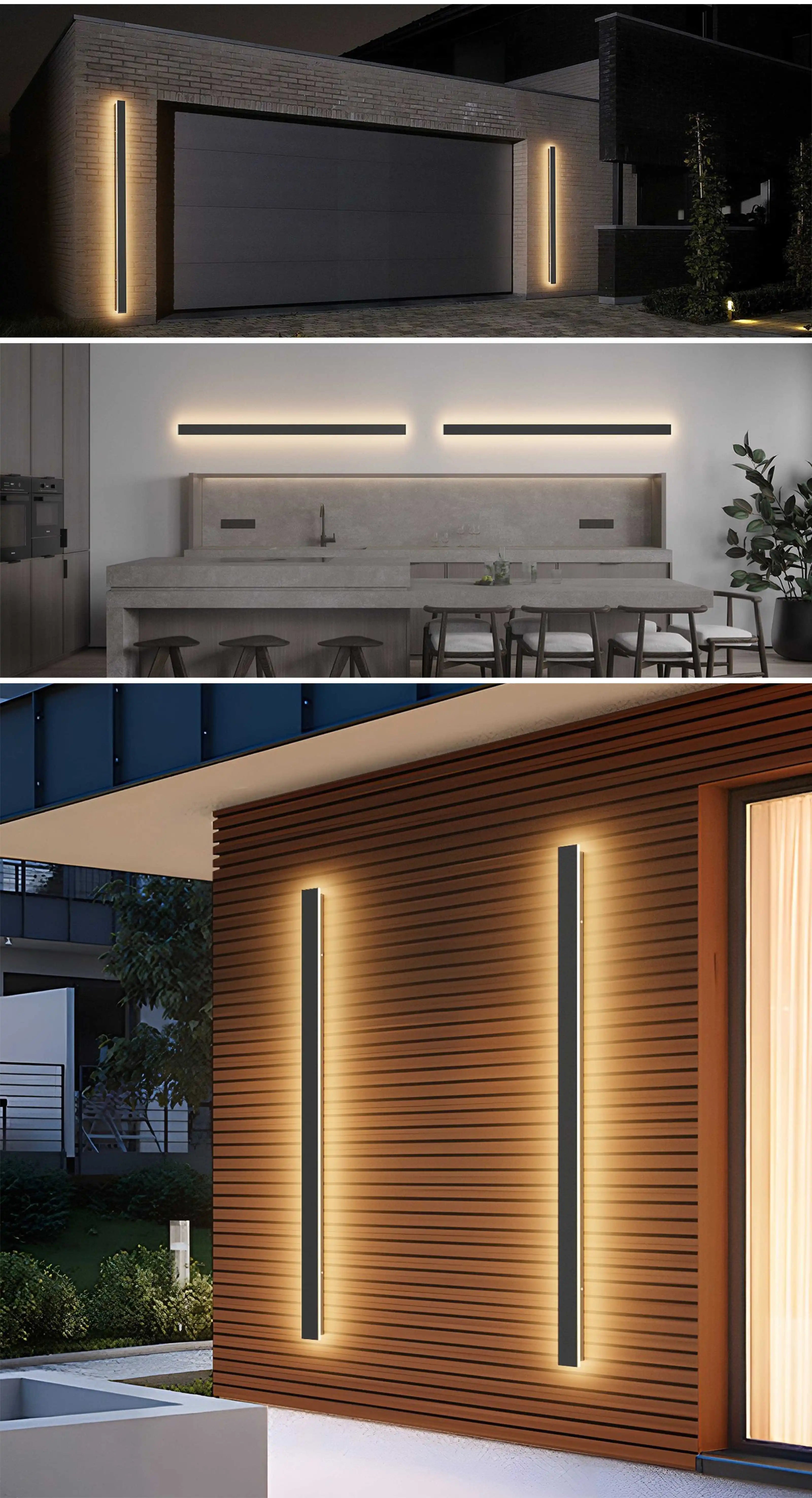 Waterproof Wall Lamp LED Outdoor Garden Wall Lamps Stair Garden Lamp Living Room Bedroom Ip65 Black Wall Lights