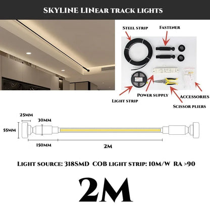 5m/8m/9m Skyline Linear Light COB LED Wall Lamp Living Room Art Exhibition Background Decor Bedroom Minimalist LED Strips Sconce