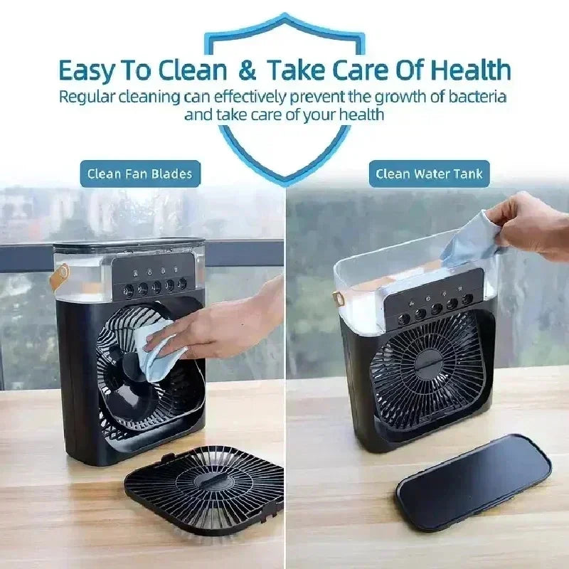 New LED 3 In 1 Fan AIr Conditioner Household Mini Air Cooler  Night Light Portable Humidifier Air Adjustment Fan Office Home Fan
