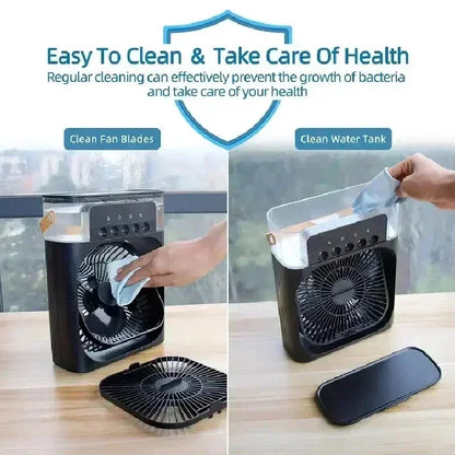 New LED 3 In 1 Fan AIr Conditioner Household Mini Air Cooler  Night Light Portable Humidifier Air Adjustment Fan Office Home Fan