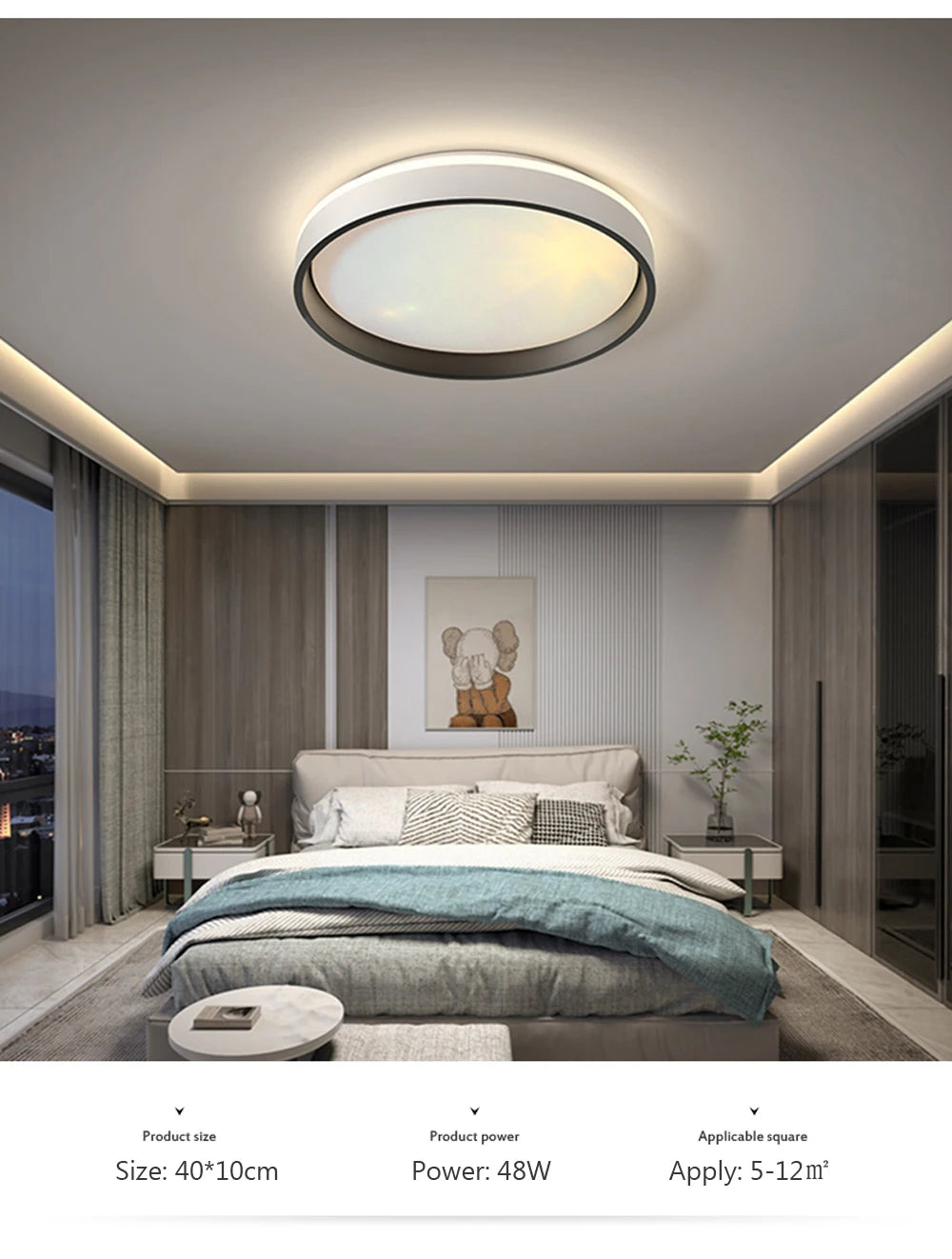 Modern LED Blue Sky Ceiling Lamp Smart Brightness Dimmable Round Ceiling light for Living Room Bedroom Kitchen Moon Lighting