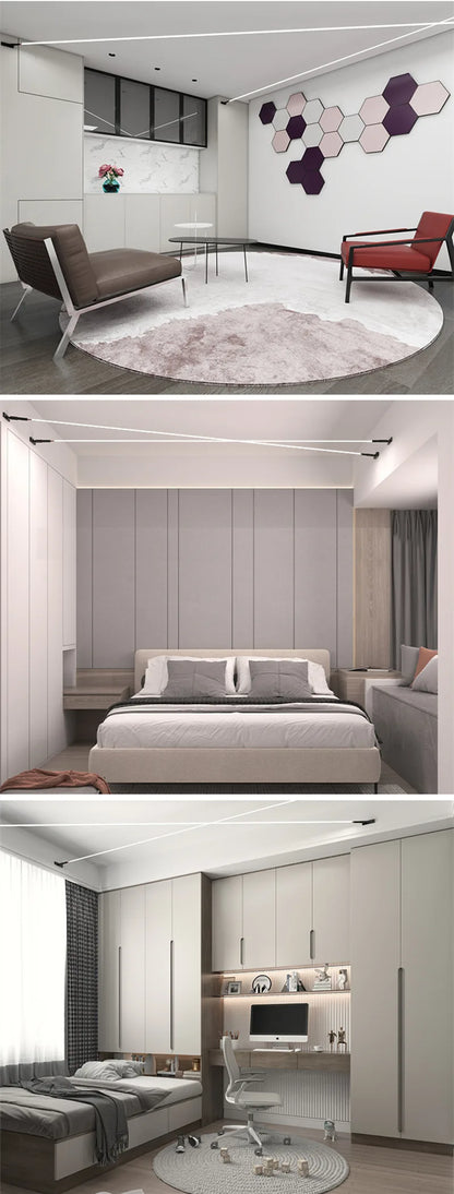 Steel Skyline Lights Modern Minimalist Linear Hallway Ceiling Lamp White Black Living Room Gallery Bedroom Ceiling Pendant Light