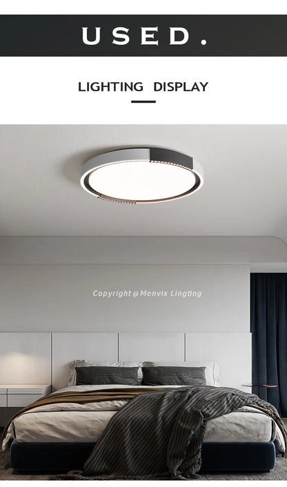 Modern LED Ceiling Lamp Bedroom Study Fixture Round White Home Art Design Indoor Decoration Living Room Lights Lustre Lighting