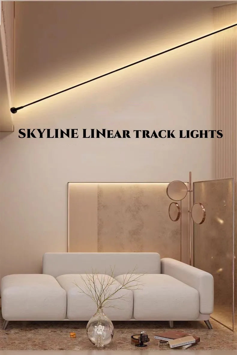 Diy Long LED Skyline Steel Strip Luminous Linear No Main Light Decoration, Modern Minimalist Creative Exhibition Hall Wall Light