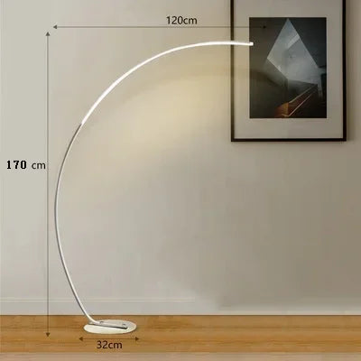 Nordic Designer Curved Aluminum LED Floor Lamp Modern Standing Light for Living Room Bedroom Bedside Room Decorative Lighting