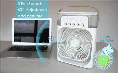 New 3 In 1 Fan AIr Conditioner Household Mini Air Cooler LED Night Light Portable Humidifier Air Adjustment Fan Office Home Fan