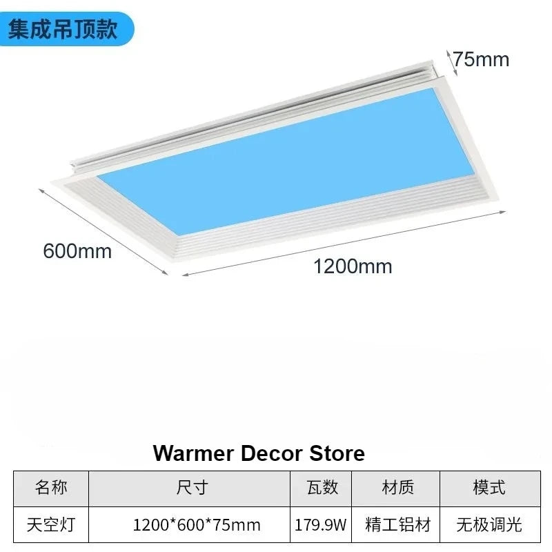 Modern LED Blue Sky Ceiling Lamp Smart Brightness Dimmable Round Ceiling light for Living Room Bedroom Kitchen Moon Lighting