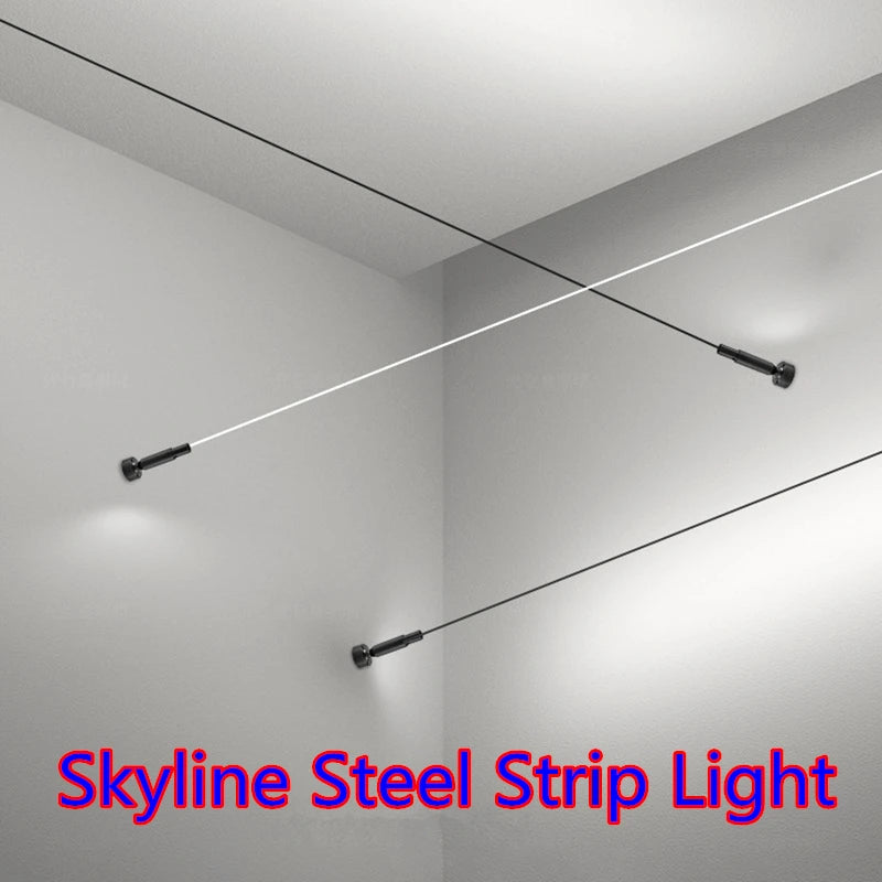 Diy Long LED Skyline Steel Strip Luminous Linear No Main Light Decoration, Modern Minimalist Creative Exhibition Hall Wall Light