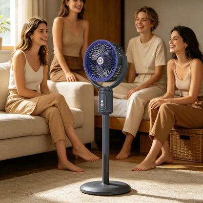 Tower Fan 5-Speed Air Circulation Device with Timer Oscillating Type-C Rechargeable Adjustable Height Standing Fan Tower for