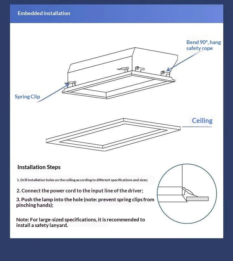 Natural Sky Light LED Embedded Ceiling Lamp Blue Sky Window Effect for Living Room Bedroom Basement Home Decor Room Decoration