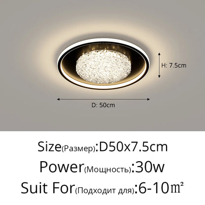 Modern Luxury Square LED Embedded Ceiling Light Round Crystal Inlaid Dimmable Bedroom Study Home Indoor Lighting Decoration Lamp