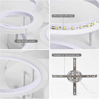 Nordic LED Ceiling Light Circular Acrylic with Remote Control Dimming Ceiling Lamp Living Room Dining Room Bedroom Decor Lights