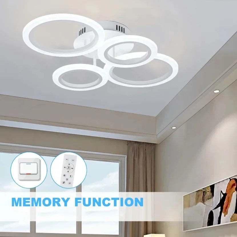 Nordic LED Ceiling Light Circular Acrylic with Remote Control Dimming Ceiling Lamp Living Room Dining Room Bedroom Decor Lights