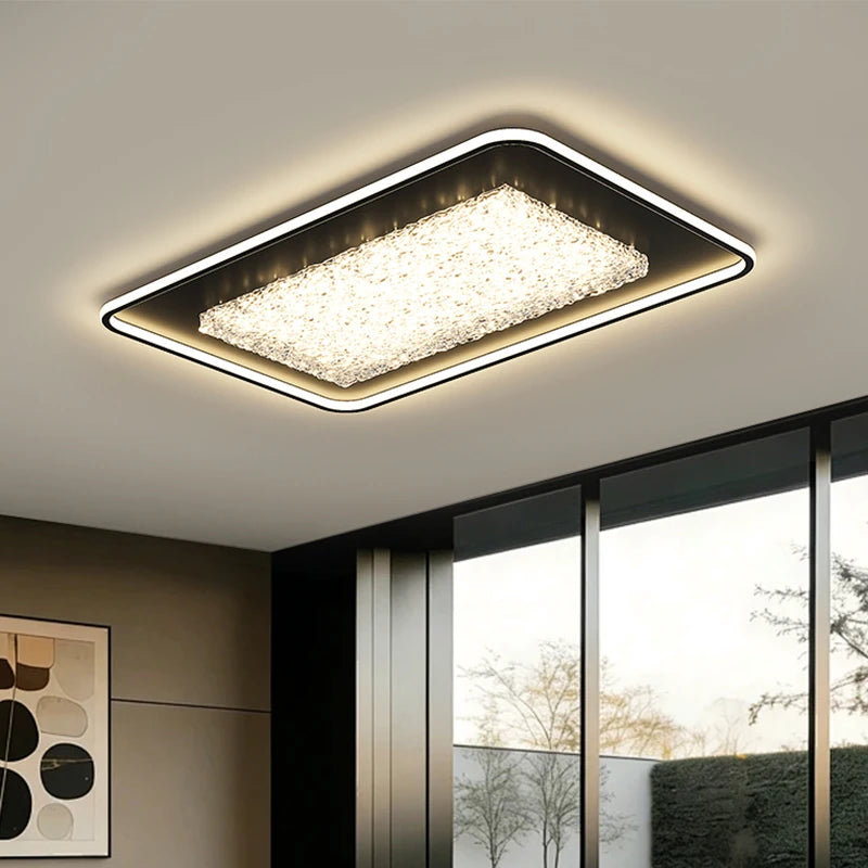 Modern Luxury Square LED Embedded Ceiling Light Round Crystal Inlaid Dimmable Bedroom Study Home Indoor Lighting Decoration Lamp