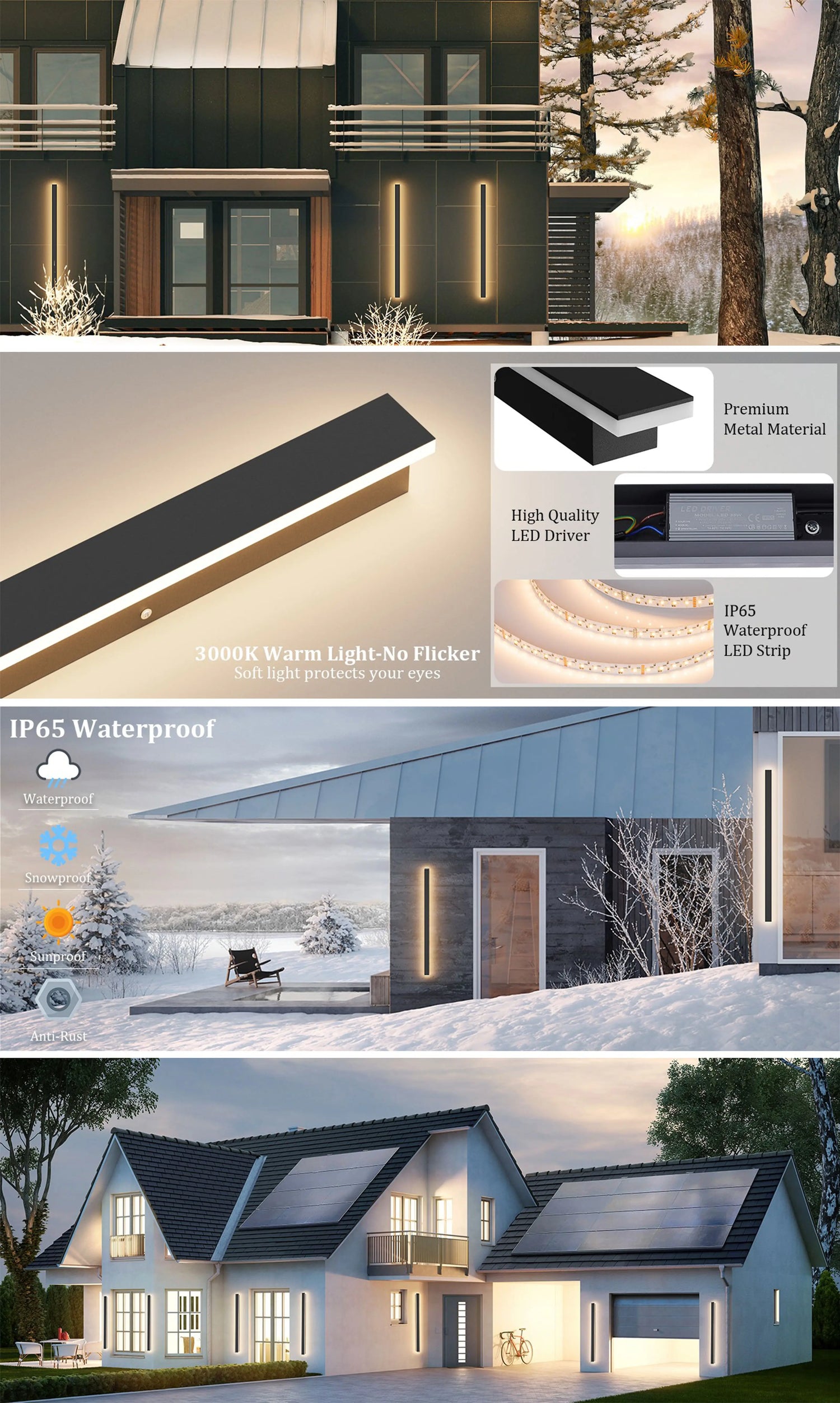 Waterproof Wall Lamp LED Outdoor Garden Wall Lamps Stair Garden Lamp Living Room Bedroom Ip65 Black Wall Lights