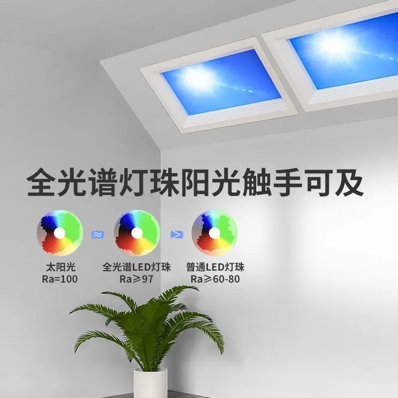 Natural Sky Light LED Embedded Ceiling Lamp Blue Sky Window Effect for Living Room Bedroom Basement Home Decor Room Decoration