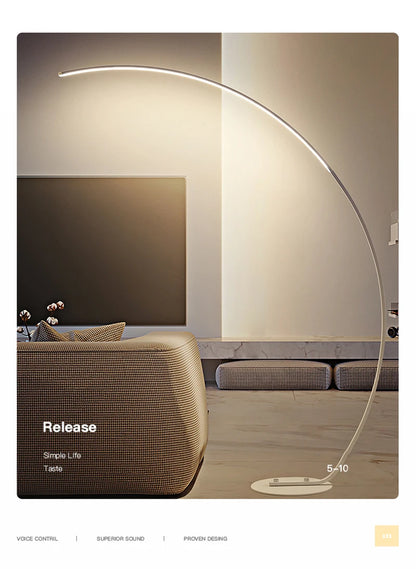 Nordic Designer Curved Aluminum LED Floor Lamp Modern Standing Light for Living Room Bedroom Bedside Room Decorative Lighting