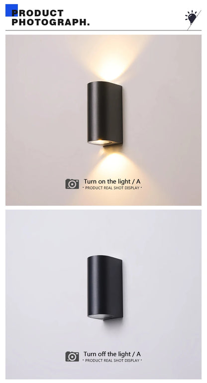 Waterproof LED Outdoor Wall Lamp IP65 Upper Lower Lighting Porch Garden Lamp Indoor Bedroom Bedside Home Decor Wall Light