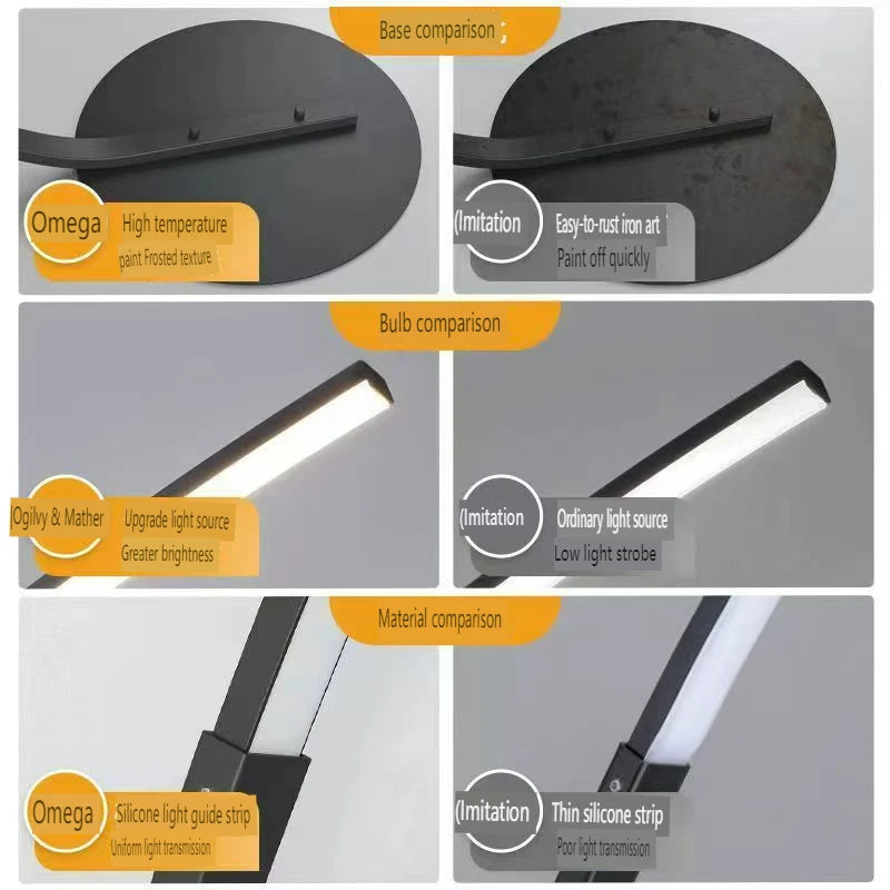 Nordic Designer Curved Aluminum LED Floor Lamp Modern Standing Light for Living Room Bedroom Bedside Room Decorative Lighting