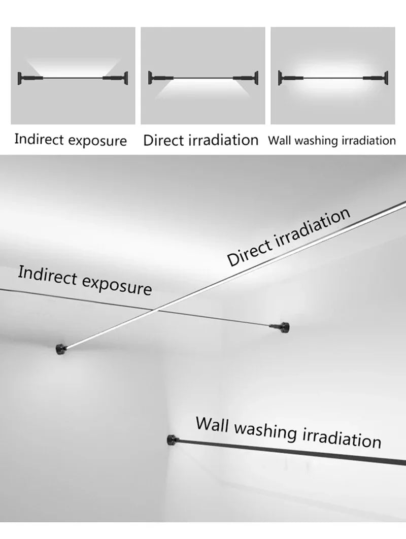 Modern Skyline Wall Lamp Black and White Linear Background LED Bar with Living Room Home Decorative Bathroom Light