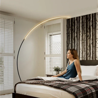 Nordic Designer Curved Aluminum LED Floor Lamp Modern Standing Light for Living Room Bedroom Bedside Room Decorative Lighting