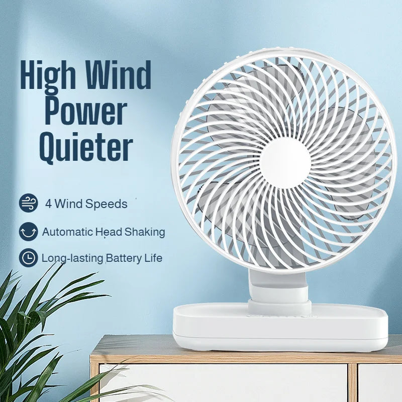 New oscillating electric fan 360-degree oscillation wireless charging air circulator fan multi-speed adjustable minimalist style