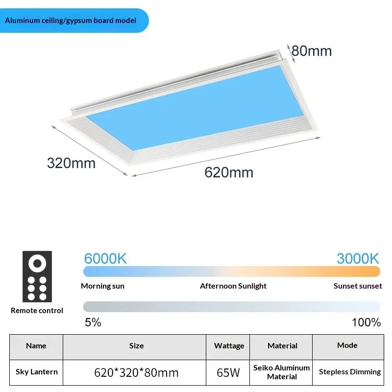 Blue Sky Light Ceiling Lamp for Bathroom Indoor Decor Panel Kids Room Lamp Kitchen Natural Lighting Surface Ceiling Chandelier