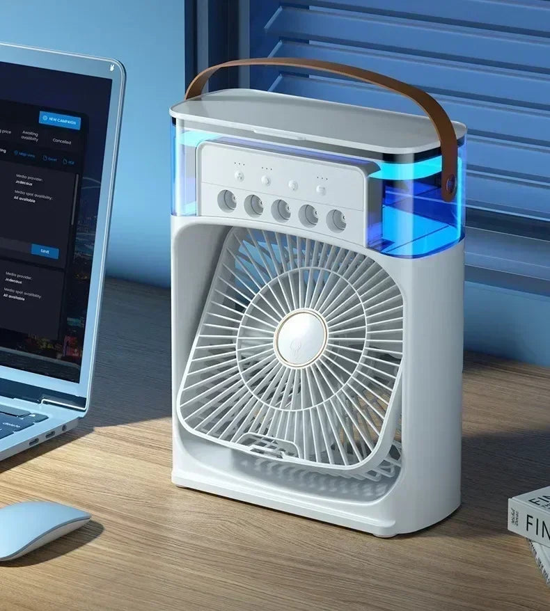 New 3 In 1 Fan AIr Conditioner Household Mini Air Cooler LED Night Light Portable Humidifier Air Adjustment Fan Office Home Fan