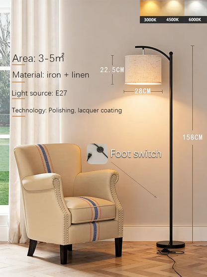 Modern Nordic Fabric Floor Lamp LED Standing Lamp for Living Room Bedroom Study Dining Room Hotel Villa Home Decor Bedside Lamp