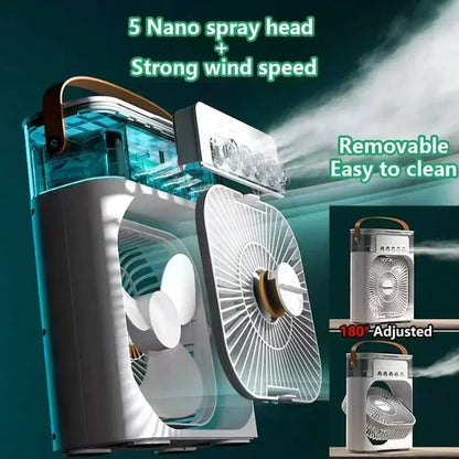 New LED 3 In 1 Fan AIr Conditioner Household Mini Air Cooler  Night Light Portable Humidifier Air Adjustment Fan Office Home Fan